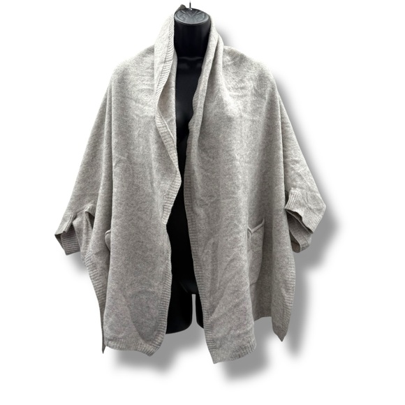 Anthropologie Moth 100% Cashmere Gray Open Cardigan w/ Pockets Sz‎ One Size - Picture 1 of 11